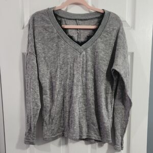 Cozy Gray V-Neck Knit Top